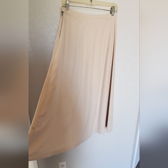 Kim Rogers 100% Silk  Cream A-Line Midi Maxi Skirt Size Large - Picture 4 of 6